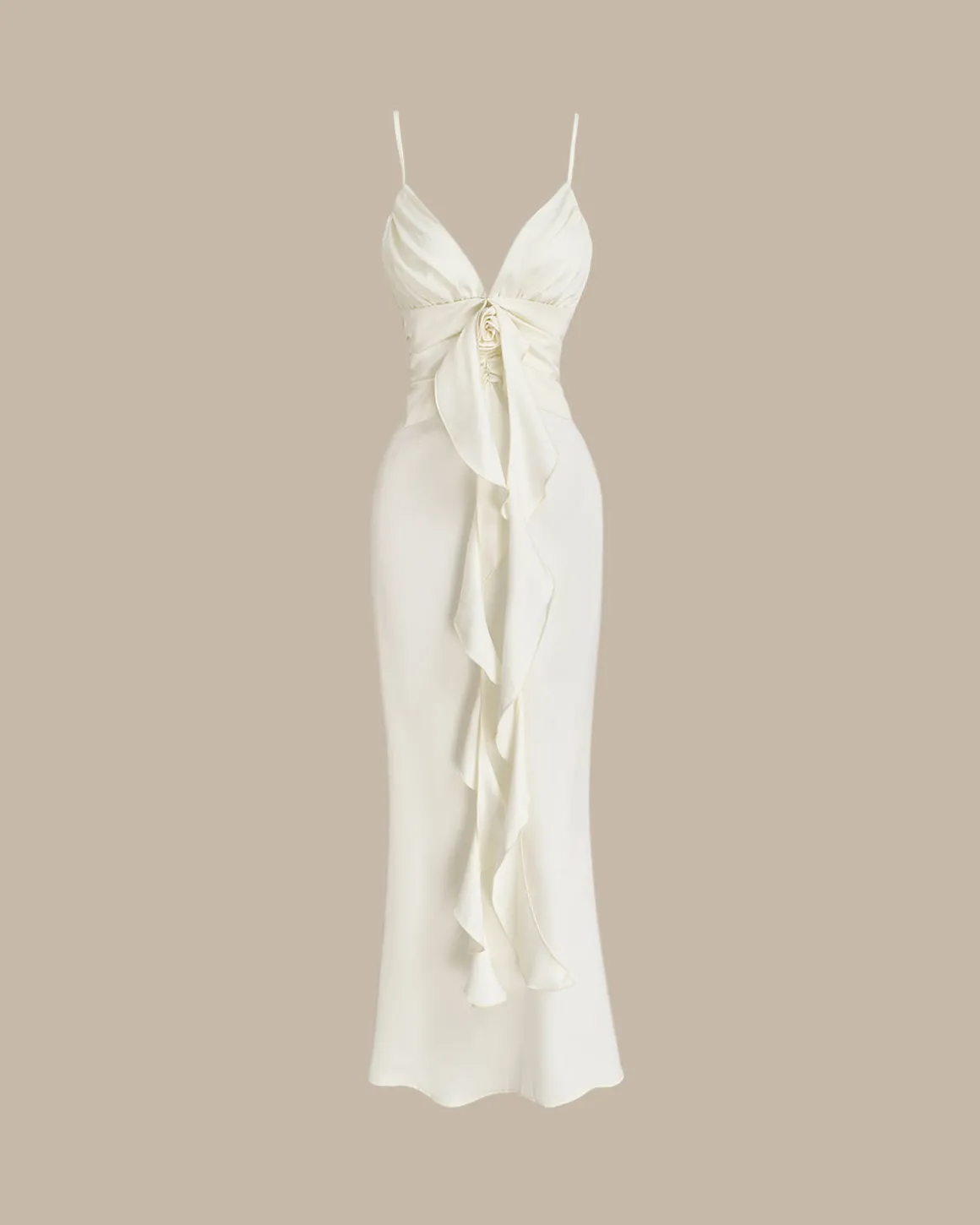 Apricot Bodycon Tassel Slip Maxi Dress