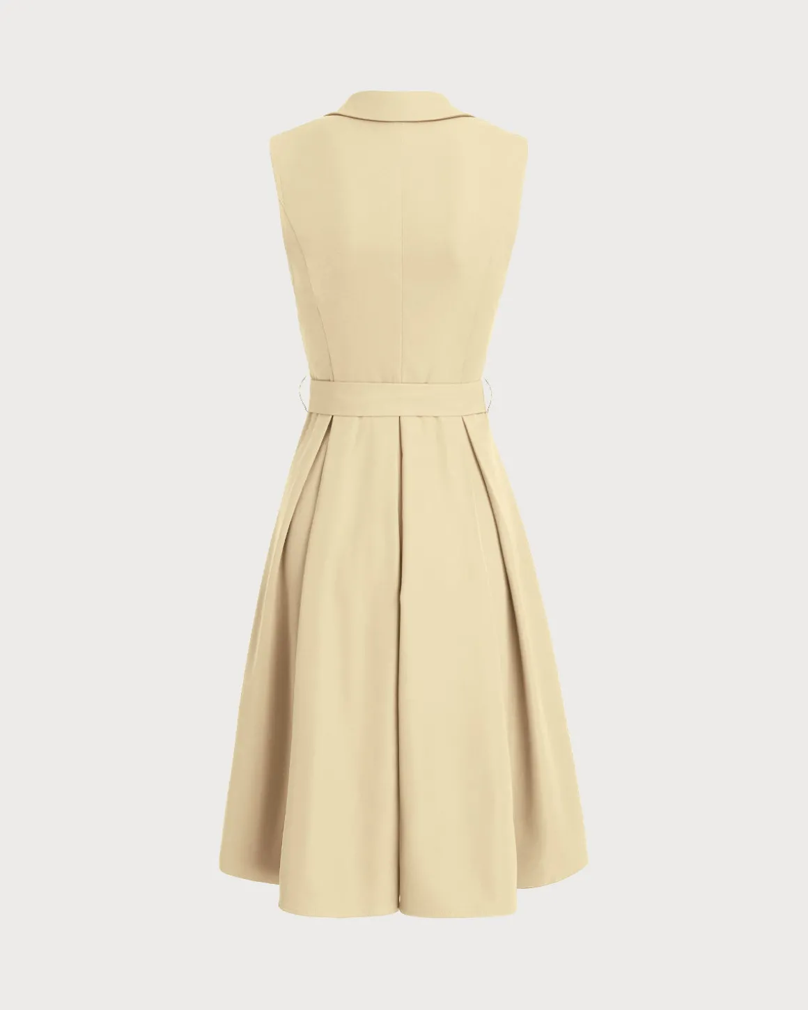 Apricot Button Sleeveless Midi Dress