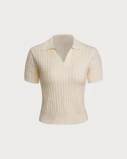 Apricot Collared Knit Tee