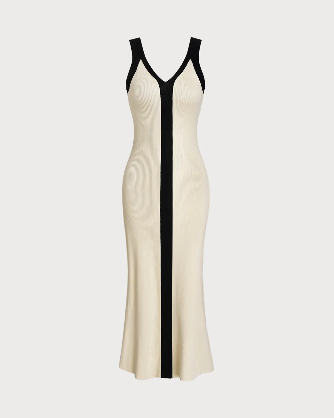 Apricot Contrast Sleeveless Midi Dress