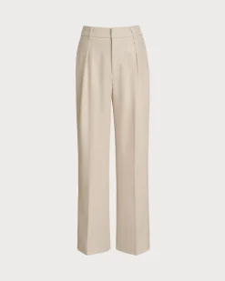 Apricot Elastic Waist Straight Pants