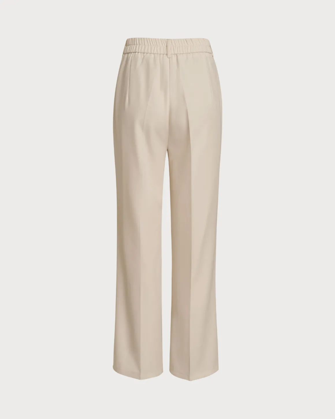 Apricot Elastic Waist Straight Pants