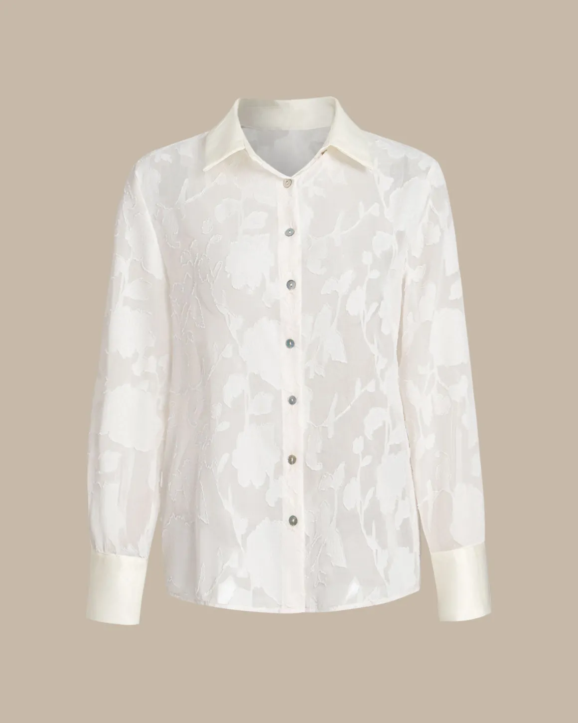 Apricot Floral Textured Button Shirt