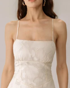 Apricot Jacquard Corset Slip Maxi Dress