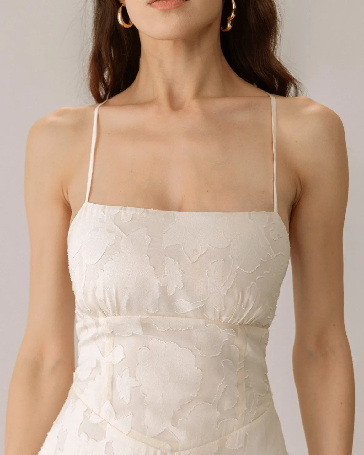 Apricot Jacquard Corset Slip Maxi Dress