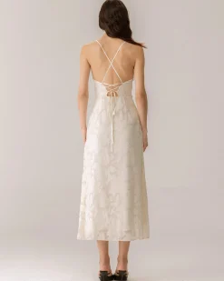 Apricot Jacquard Corset Slip Maxi Dress