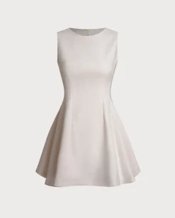 Apricot Round Neck Sleeveless Mini Dress