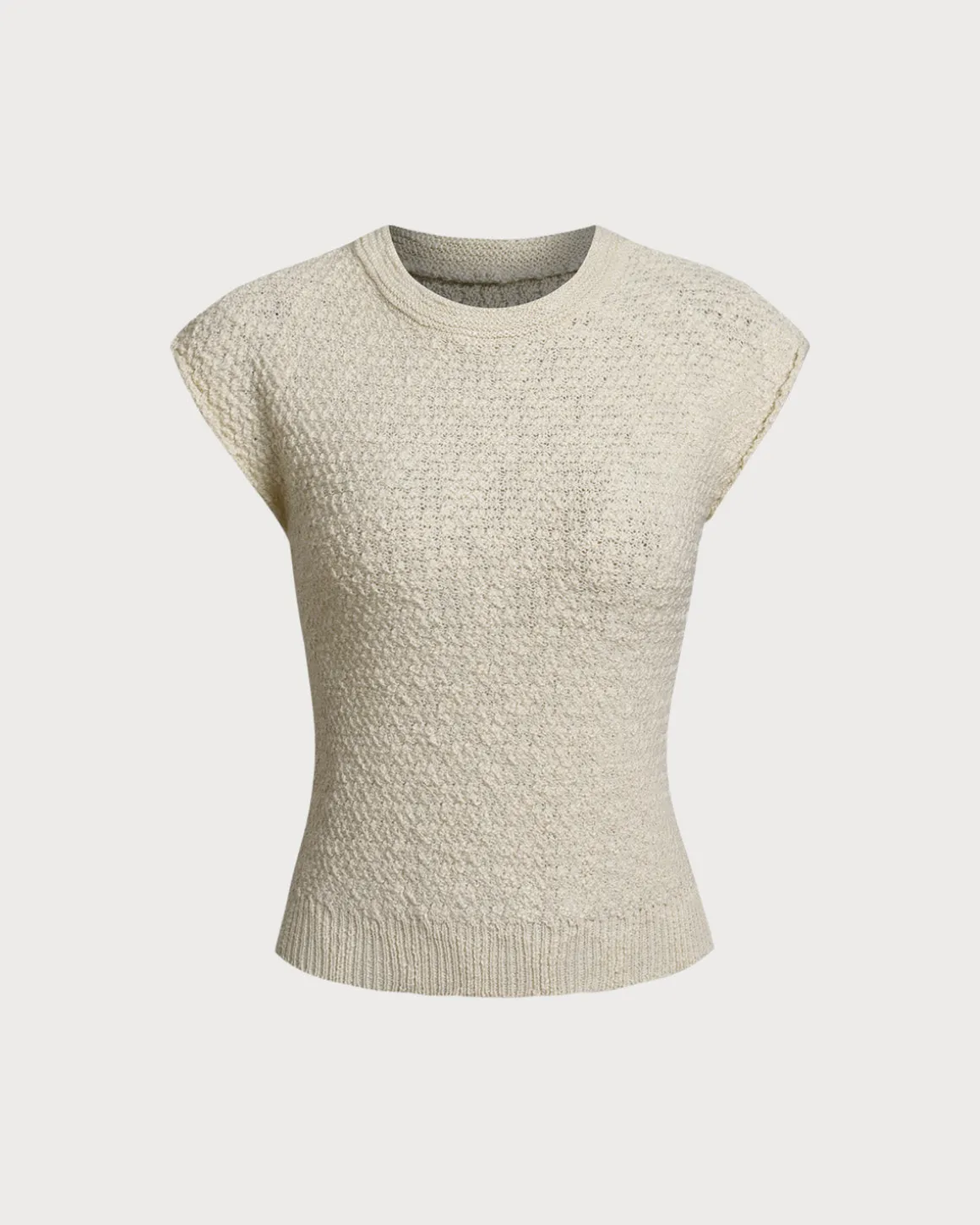 Apricot Round Neck Textured Tank Top