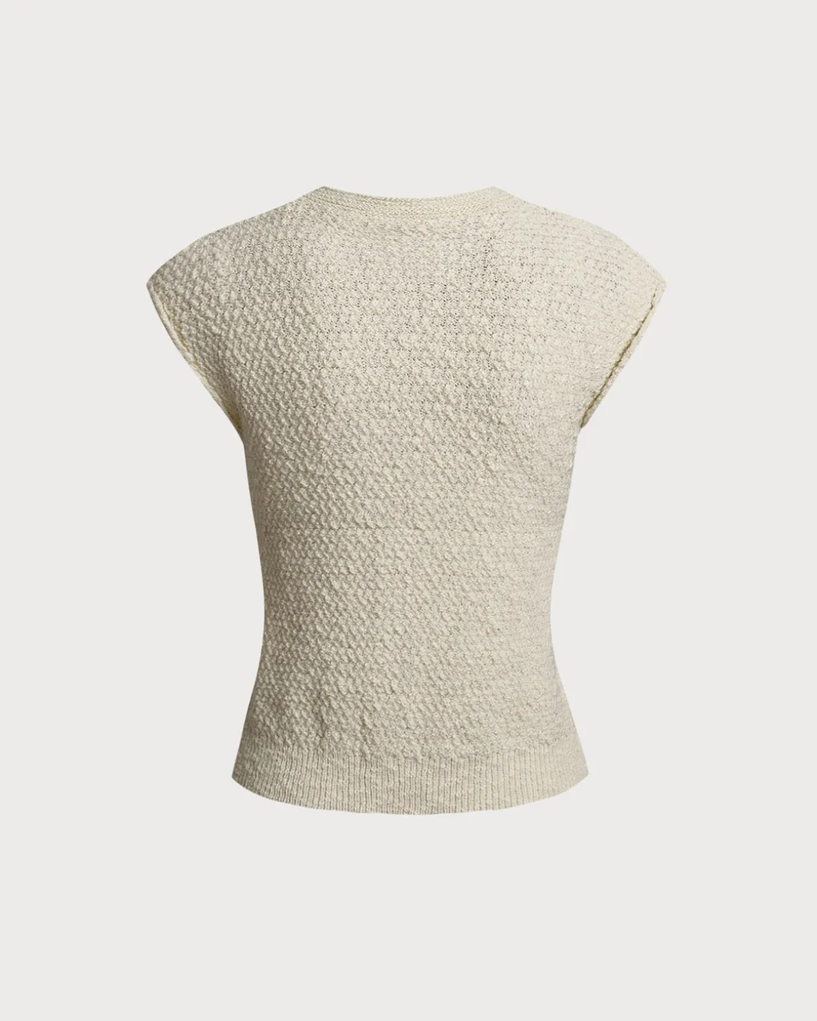 Apricot Round Neck Textured Tank Top