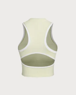Apricot Round Neck Zipper Yoga Tank Top - Light Support