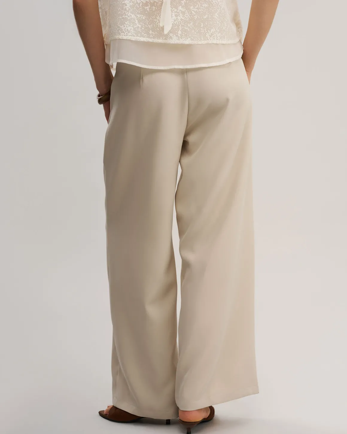 Apricot Ruched Straight Pants