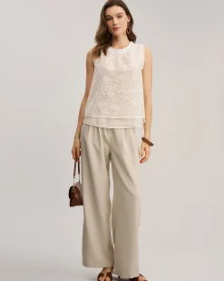Apricot Ruched Straight Pants