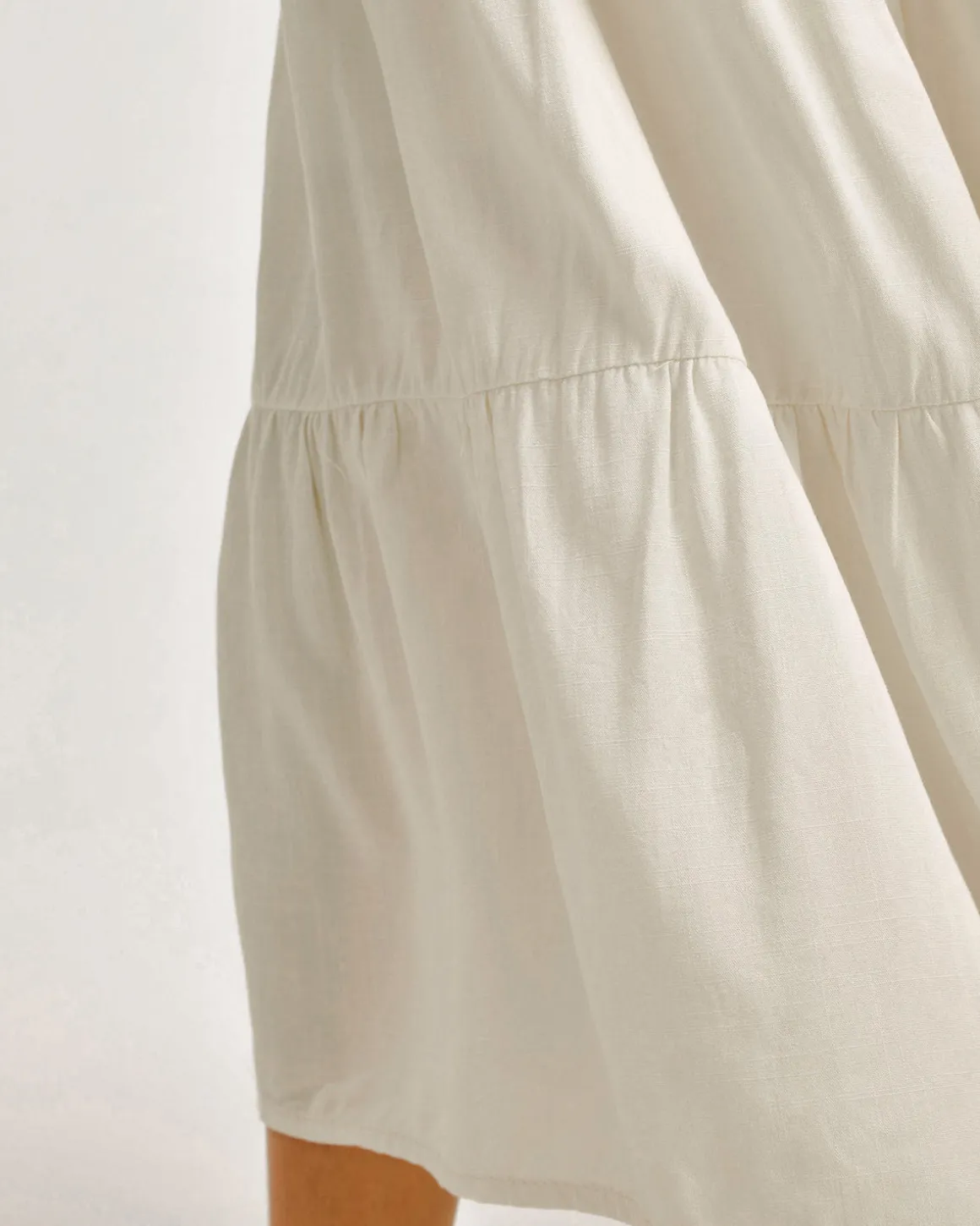 Apricot Shirred Ruffle Tiered Skirt