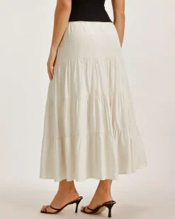 Apricot Shirred Ruffle Tiered Skirt
