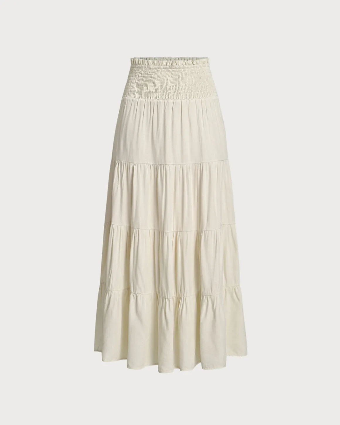 Apricot Shirred Ruffle Tiered Skirt