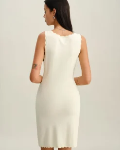 Apricot Square Neck Slip Sweater Dress