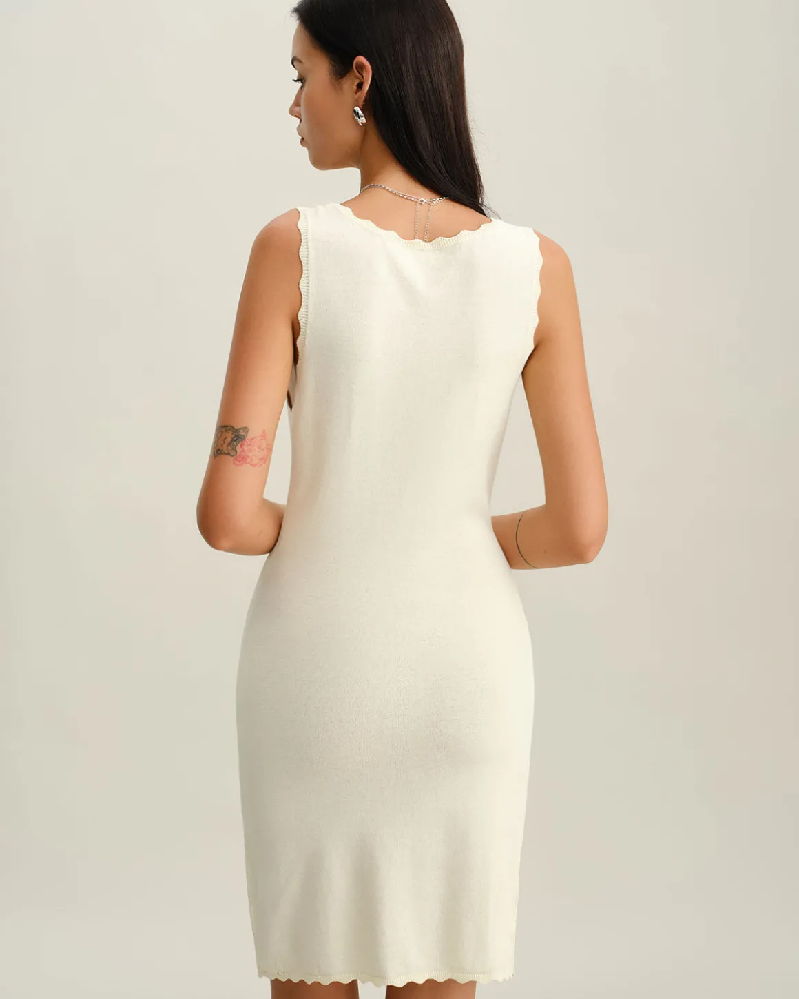 Apricot Square Neck Slip Sweater Dress