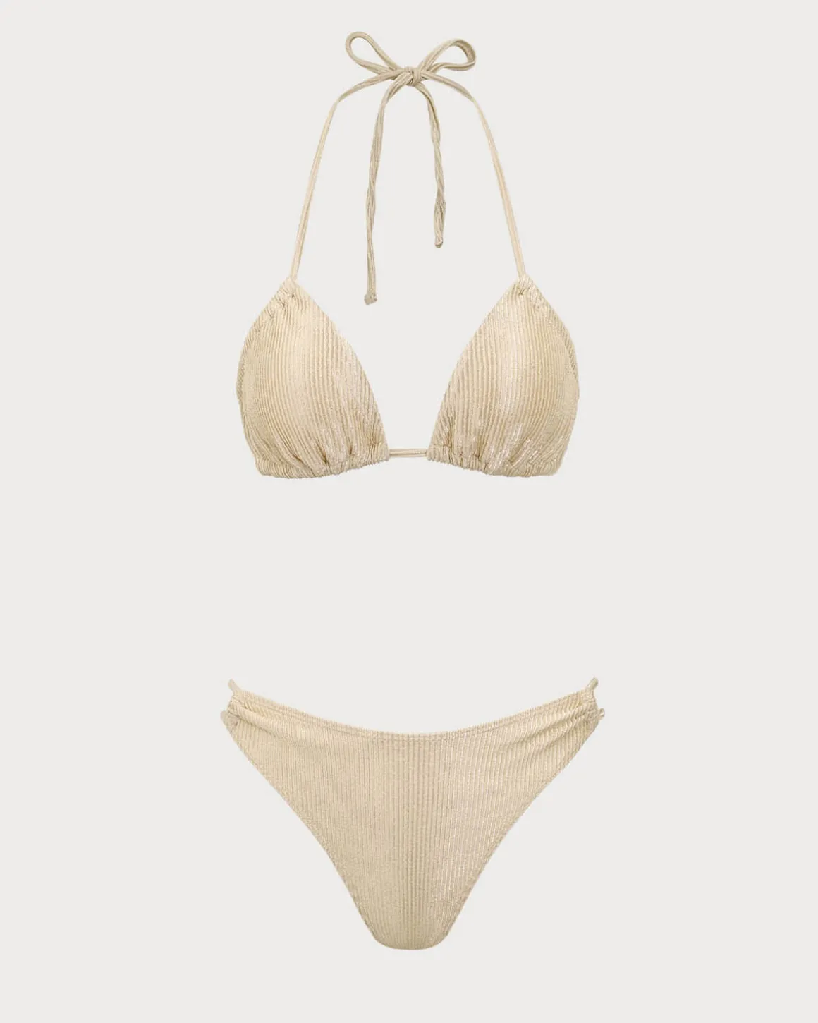 Apricot Textured Glitter Bikini Set