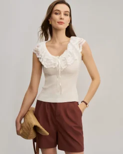 Apricot U Neck Lace Vest