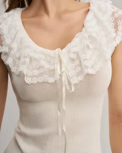 Apricot U Neck Lace Vest