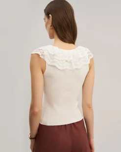 Apricot U Neck Lace Vest