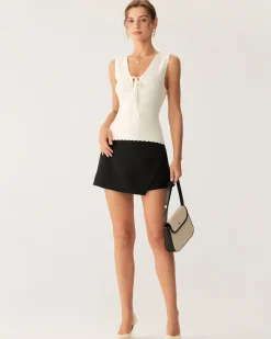 Apricot V Neck Ribbed Tank
