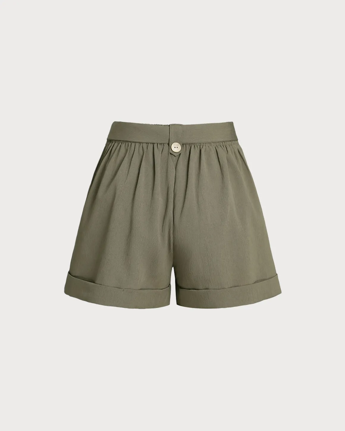 Army Green Button Shorts