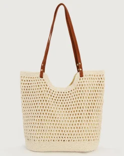 Beige Hollow Woven Straw Bag