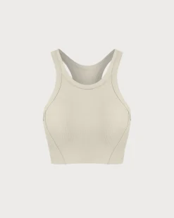Beige I-back Yoga Tank Top