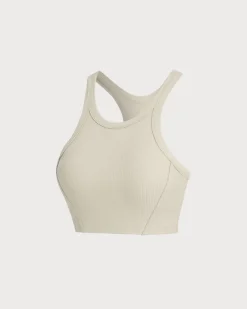 Beige I-back Yoga Tank Top
