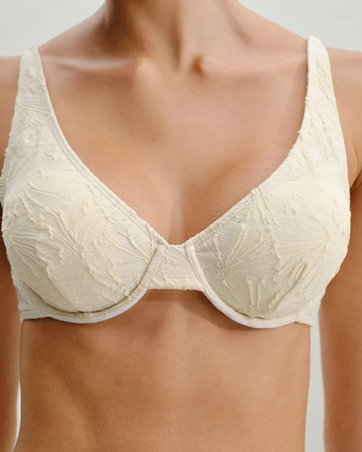 Beige Jacquard Underwire Bikini Set
