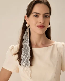 Beige Lace Hair Belt