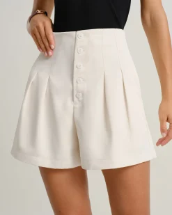 Beige Natural Waisted Pocket Shorts