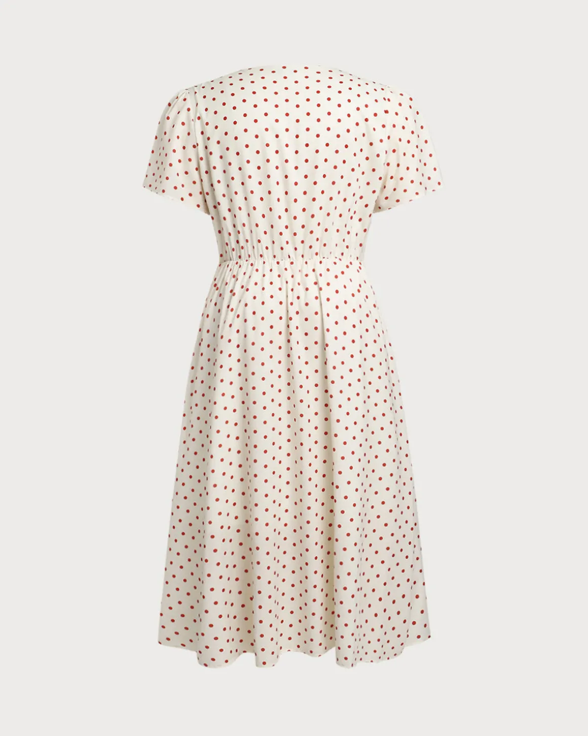 Beige Polka Dot Plus Size Midi Dress