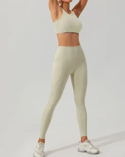 Beige Quick-drying High Waisted Yoga Leggings