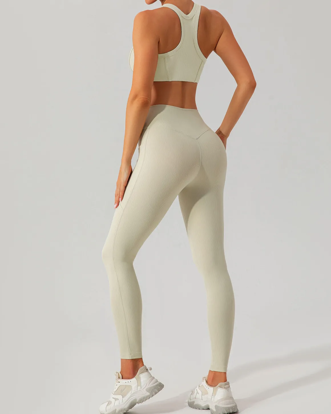 Beige Quick-drying High Waisted Yoga Leggings