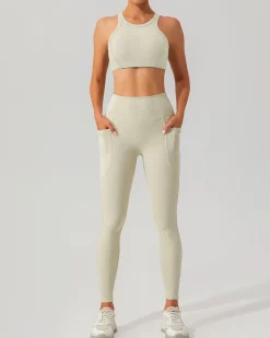 Beige Quick-drying High Waisted Yoga Leggings