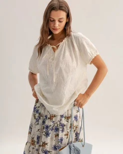 Beige Round Textured Neck Tee