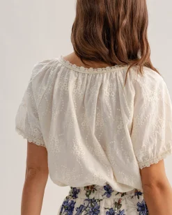 Beige Round Textured Neck Tee