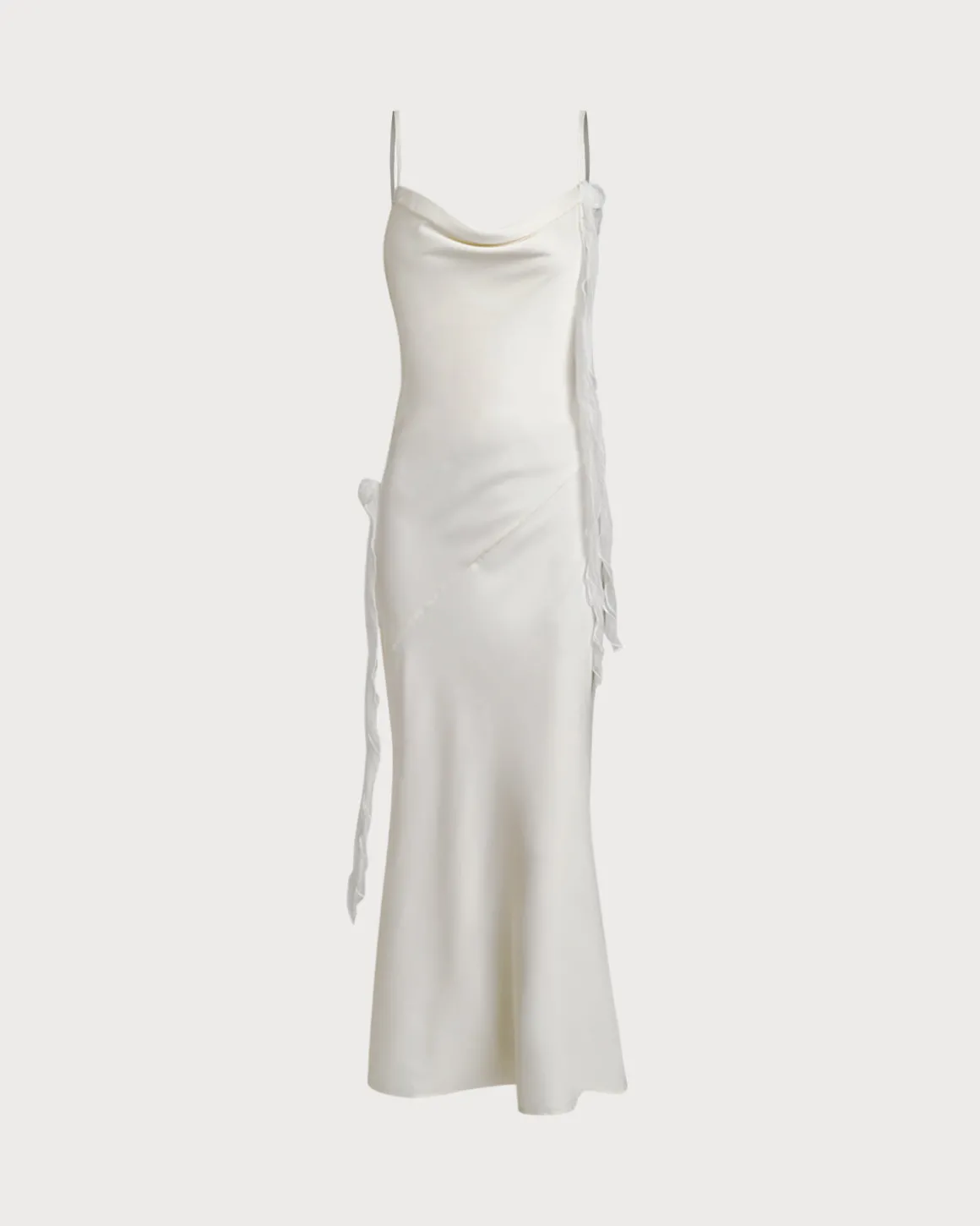 Beige Ruched Backless Slip Maxi Dress