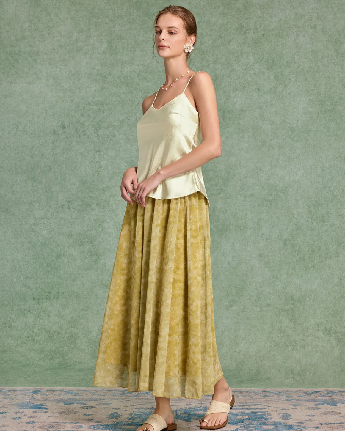 Beige Satin Cami Top