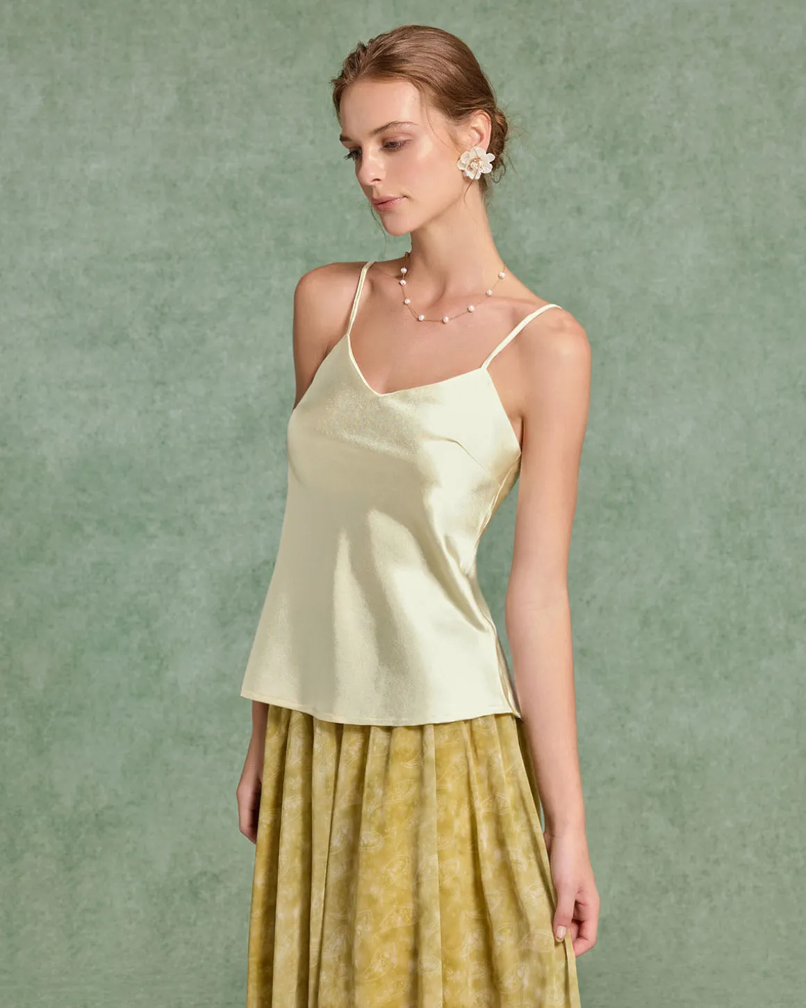 Beige Satin Cami Top