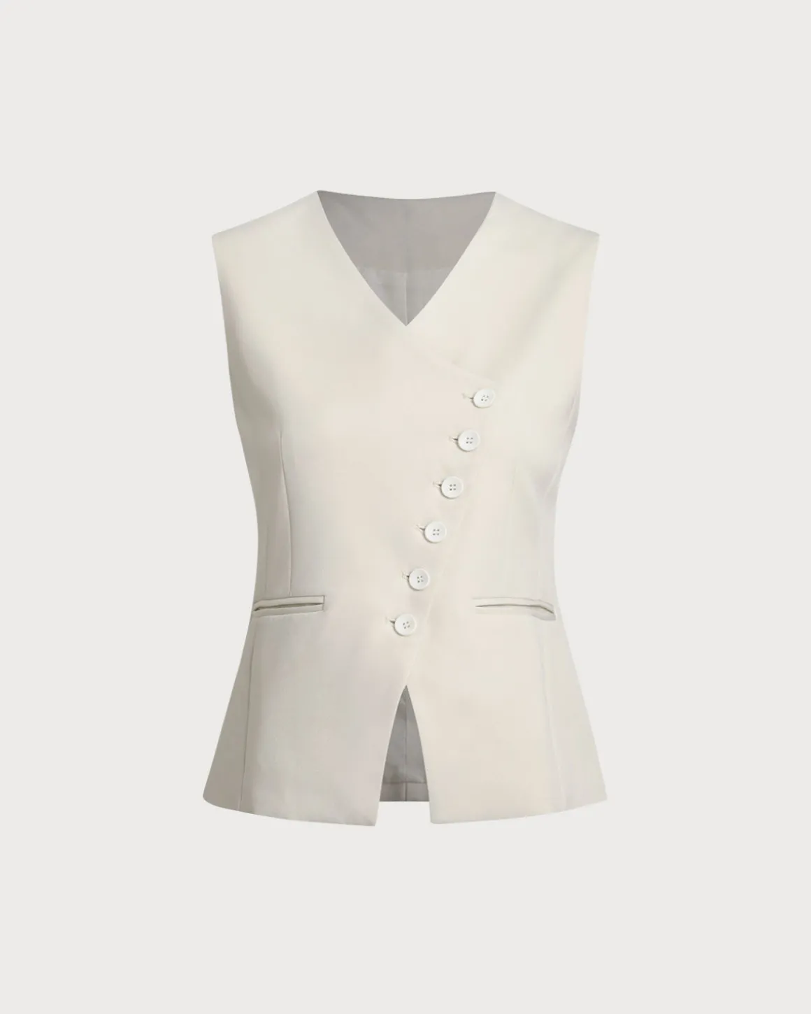 Beige Single Breasted Vest