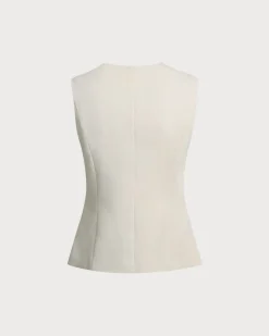 Beige Single Breasted Vest