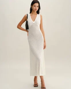 Beige Sleeveless Pleated Midi Dress