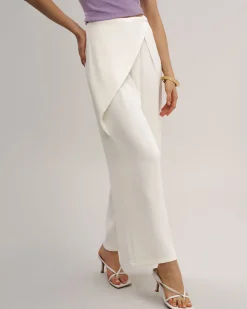 Beige Straight Wide Leg Pants