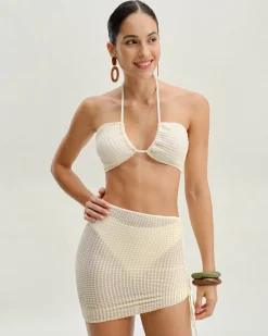 Beige Strapless Bikini Set