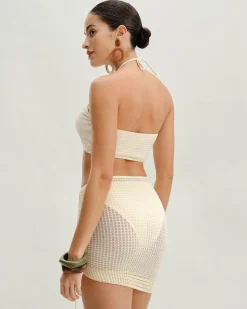 Beige Strapless Bikini Set