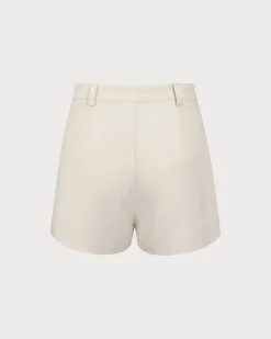 Beige Striped Pocket Shorts