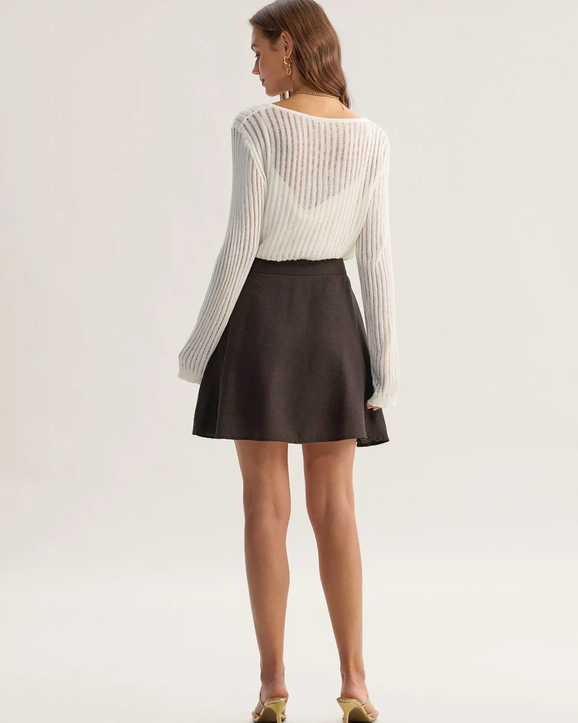 Beige Textured Pullover Two-Piece Set